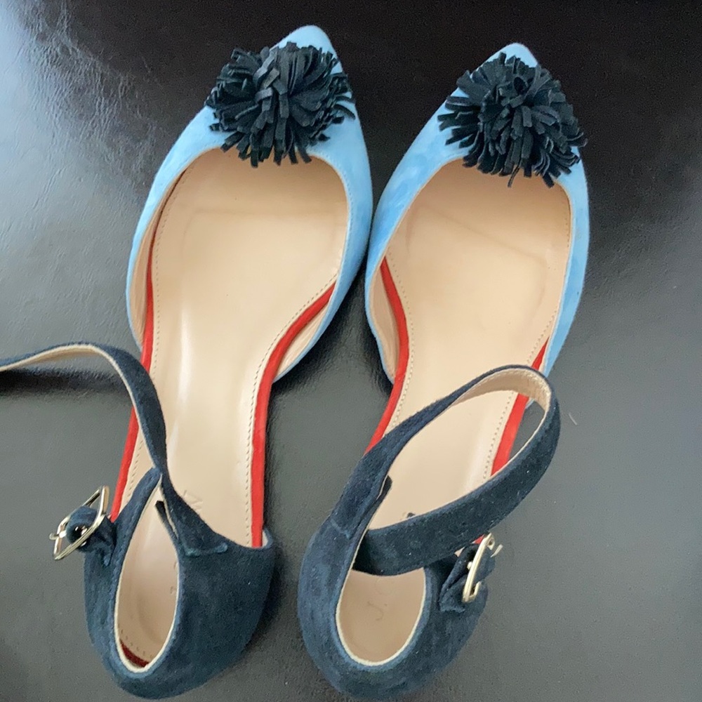 cutest JCrew ankle strap suede flats